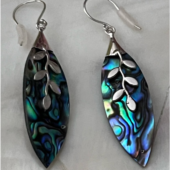 Abalone Shell Drop EARRINGS in 925 Sterling Silver - Picture 7 of 7